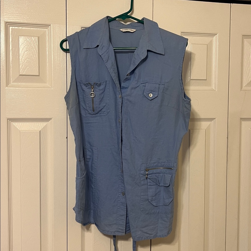 Sleeveless Blue Utility Vest
